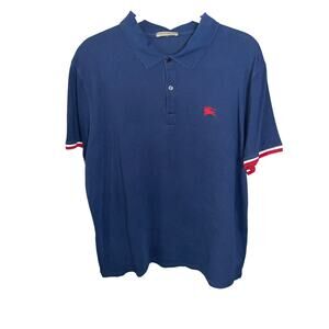 285 Burberry Brit Polo Shirt Nova Check Collar Black Size L (24” P2P)